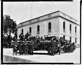 Hudson: people, fire department, George Paul, Harold Fetterly, Gifford Nelson, Burt Palmer, Wallace Clair, Earl Wilcox, Axel Rydeen, Chris Jensen, Ben Wanner, Jack Suennen, Carl Halberg, Earl Harding, Peter Holden, Ernie Yost, chief of police, circa 1932