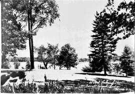 Burnett County: Wood River Township, Grantsburg WIS, Wood Lake from Forrest Wood Lodge, circa 1940