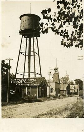 City power house and water tower, Ellsworth, Wisconsin